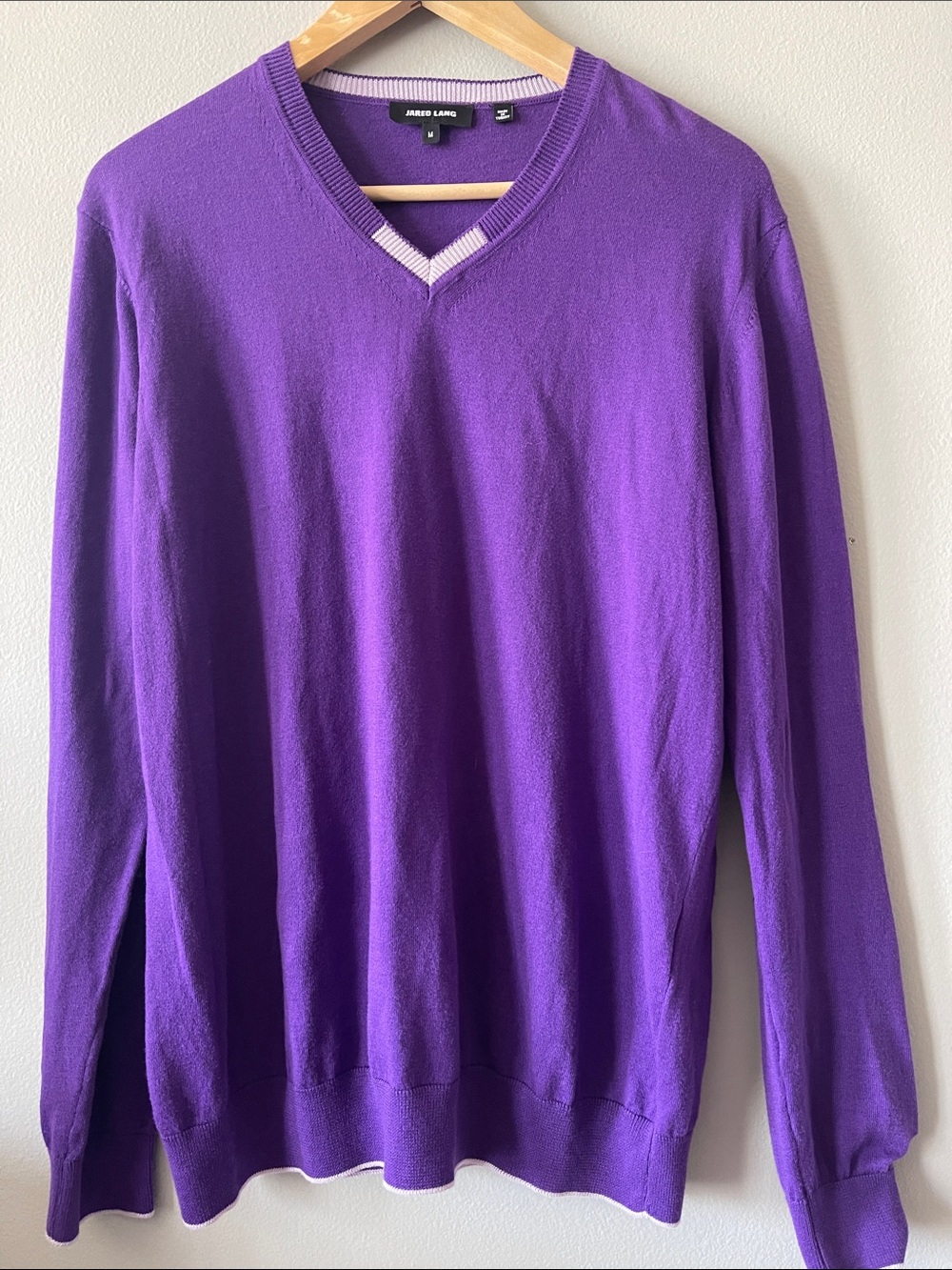 Jared Lang Men's V-Neck Sweater in Bold Purple